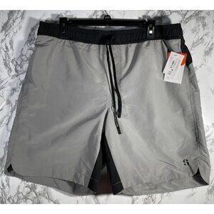 Sports Illustrated Mens 9 inch Volley Swim Trunk Gray/Black  Size  L NWT